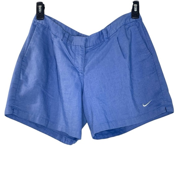 Nike Golf Women's Oxford Pleated Shorts 725763 Pockets Buckle Ring Size 10 - Picture 1 of 12